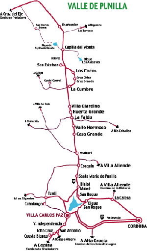 Valle de Punilla - mapa