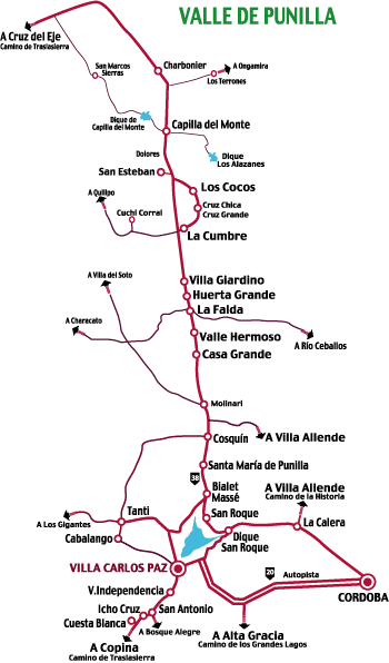 mapa valle de punilla